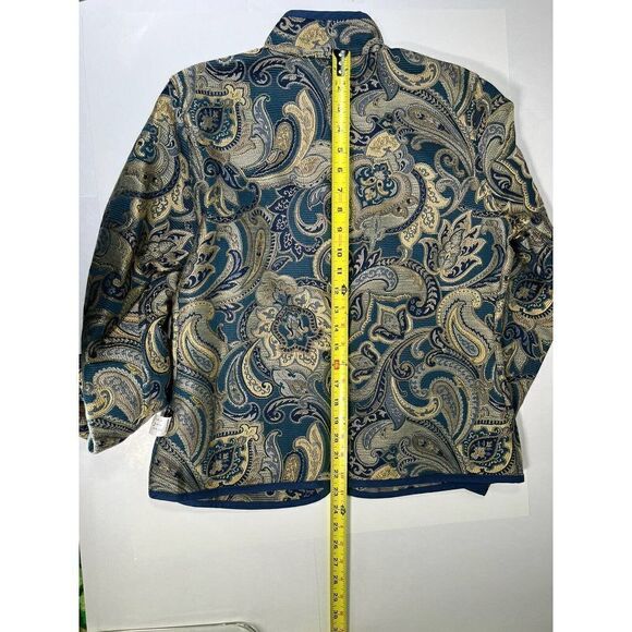 Trimdin Artisan Jacket Size Small Navy Blue Paisley Reversible Jacquard New - Picture 8 of 12
